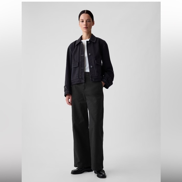 GAP Pants - Gap Mid Rise Loose Khakis black office casual 25​​